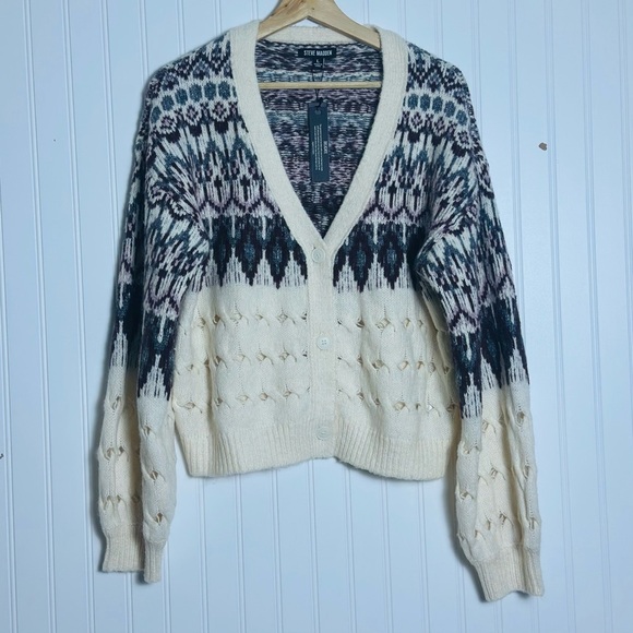 Steve Madden Irisa Cardigan V-Neck Casual Wool Travel Size Large NWT - Picture 5 of 12